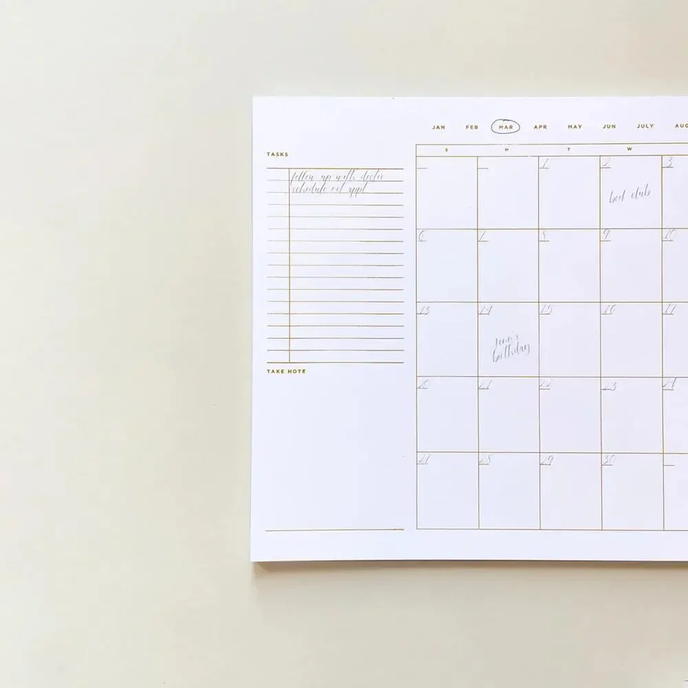 SMITTEN on PAPER Open Dated Desk Calendar in White